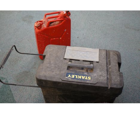 Large Stanley toolbox together with a petrol can 