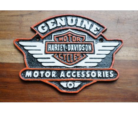 Cast iron Harley Davidson cycles sign 