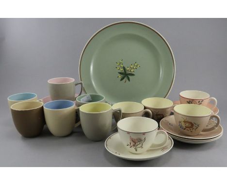 A group of early twentieth century art deco period Poole Pottery and Branksome Pottery muted tone wares, c. 1910-30. Comprisi