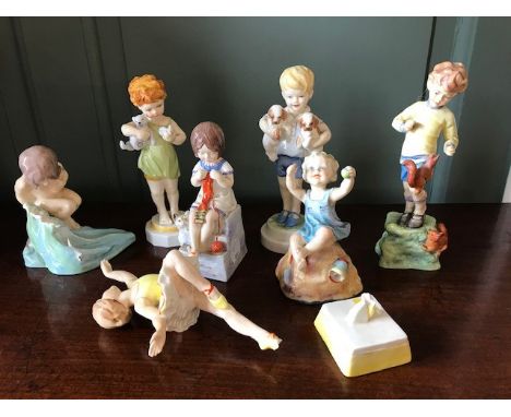 Seven Royal Worcester Figures, to include&nbsp;Monday's Child,&nbsp;Wednesday's Child,&nbsp;August 3441,&nbsp;October 3417,&n
