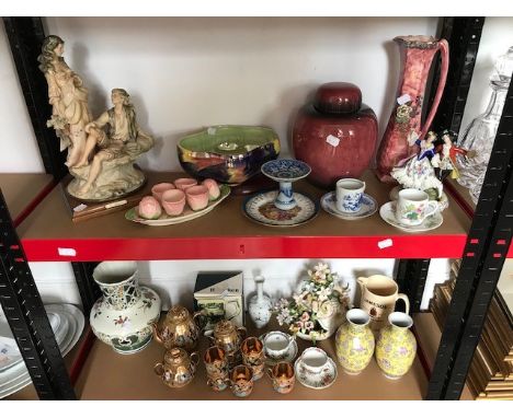 Assorted mixed ceramics, to include a Carltonware ginger jar, cruet, Japanese gilt coffee set, cabinet coffee cups etc (parce