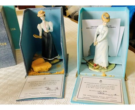 A Worcester Royal Porcelain model of Bridget Victorian series figure model 130; Another model of Marion model 193. (Both Limi
