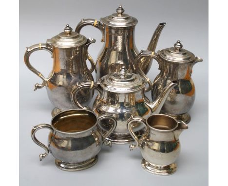 Charles Frederick Hancock, a five piece silver tea and coffee service, each of bellied form on reeded oval foot. London 1885 