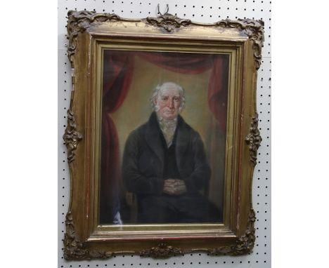 19th century English school. Three quarter length portrait of an elderly gentleman, seated Pastel. 37 x 27cm