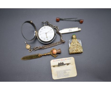 A silver pair cased open faced pocket watch, the movement signed G Plummer London, No 10607, (s.d); together with a silver an