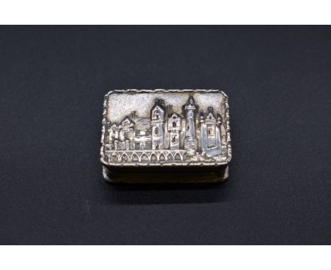 A rare antique silver 'Abbotsford House'&nbsp;castle top vinaigrette, by T S, Birmingham, 3.5cm, 24.5g. Abbotsford House was 