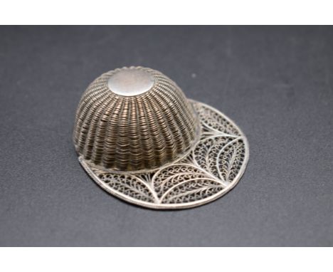 A rare George III silver filigree jockey cap caddy spoon, 5.5cm.