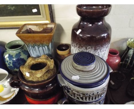 A Tray of Glazed German Vases Rumtopf Storage Jar Etc. 