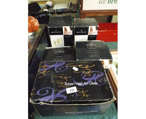 Four Boxed Sets of Royal Doulton Drinking glasses and Robert Held Art Glass Boxed Wines. 