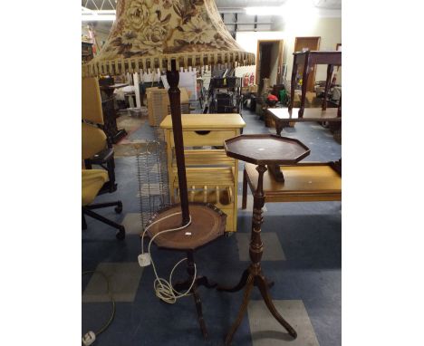 A Standard Lamp / Table and A Jardiniere Stand.  