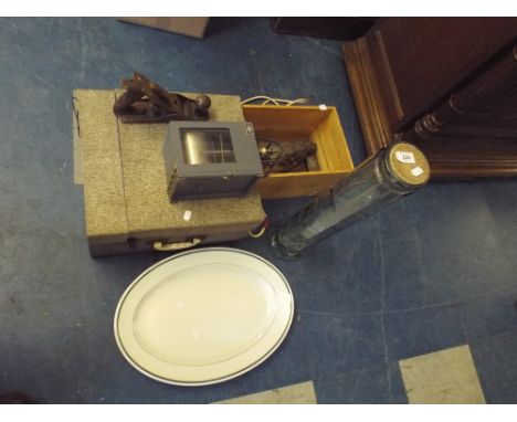 Tools, Barograph, Vintage Record Player, China and Glass.