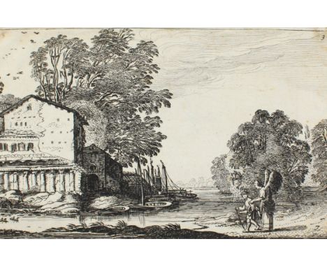 Velde, Jan van de II: (1593 Rotterdam - Enkhuizen 1641). Tobias und der Engel (am See). Radierung, um 1616. Ca. 12,5 x 19,5 c
