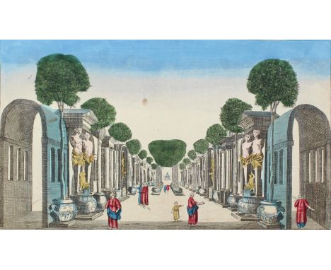 Konstantinopel.: Vue de la superbe Ornagerie du grand Seigneur à Constantinople. Guckkastenkupfer. Altkol. Um 1760. 25 x 40,4