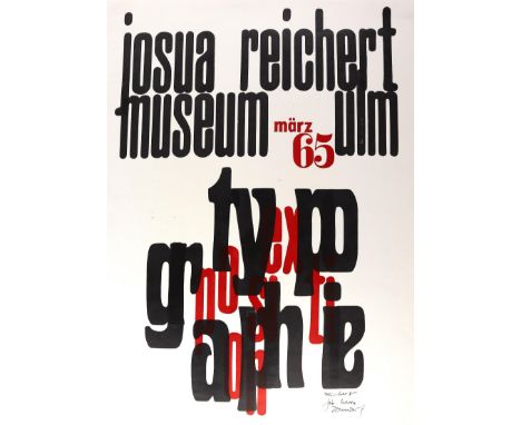 Reichert, Josua: (1937 Stuttgart - Stephanskirchen 2020). Plakat Josua Reichert Museum Ulm. Farbholzschnitt, 1965. Ca. 70 x 5