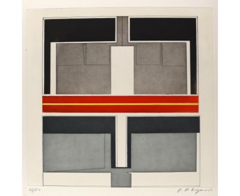 Dreyer, Paul Uwe: (1939 Osnabrück - Stuttgart 2008). "Radierung III.69".  Farbradierung, 1969. Plgr. ca. 34,5 x 37 cm, Blgr. 
