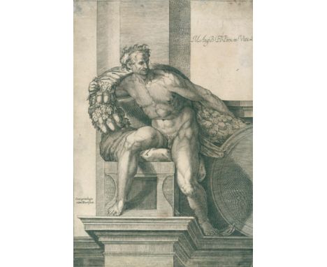 Alberti, Cherubino: (1553 Borgo S. Sepolcro - Rom 1615). Kupferstich. Nach Michelangelo Buonarroti. Um 1573. 29,4 x 19,7 cm. 