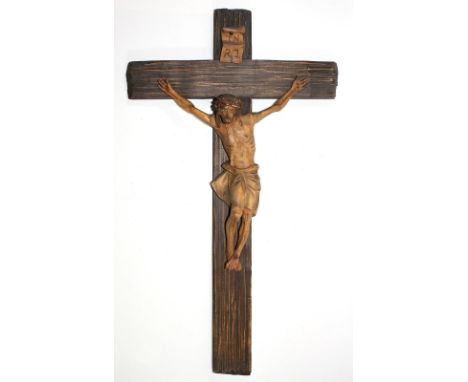 Christus, Offenburg.: Holz Schnitzfigur des Offenburger Künstlers u. Bildhauers Peter Valentin (1904-1995). Rückseitig sign. 