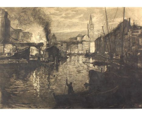 Königsberg.: Das Hundegatt. Radierung mit Aquatinta v. Heinrich Wolff bei O.Felsing, Bln. um 1907. 30 x 42, Blgr. 48 x 57 cm.