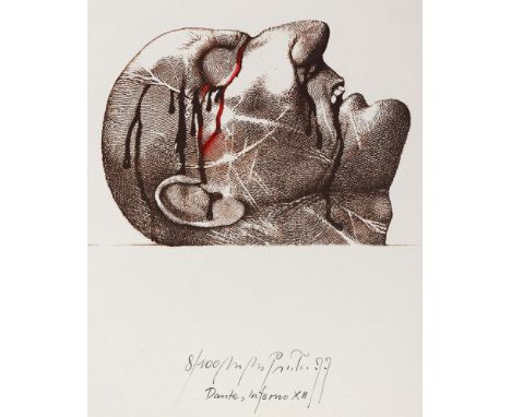 Prechtl, Michael Mathias: (1926 Amberg - Nürnberg 2003). Dante, Inferno XII. Lithographie. 1977.Blgr. 23 x 15,5 cm. Sign. u. 
