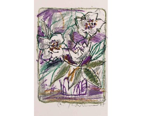 Kirchner, Robert: (1940 Bad Kissingen 2009). 6 Bl. Blumen. "Rote Rosen" Farblithogr. auf Karton, 1983. 17,5 x 12 cm, Blgr. 21