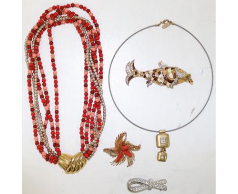 Christian Dior, Henkel &amp; Grossé: u.w. Schönes Lot mit Modeschmuck der 60er, 70er Jahre. Dabei u.a. Schleifenbrosche Silbe