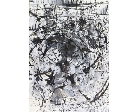 Hoffmann, Jörg: (1936 Erfurt - Berlin 1993). Ohne Titel. Tls. weiß gehöhte Tuschzeichnung 1967. Blgr. 61 x 43 cm. Unt. re. mo