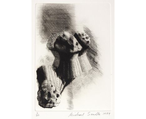 Sandle,D.u.M.: "Stooks &amp; Bushes". 6 Kaltnadelradierungen von Michael Sandle mit einem Gedicht seines Bruders Doug Sandle.