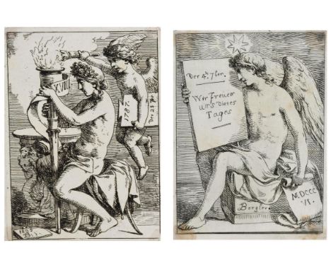 Bergler d. J., Josef: (1753 Salzburg - Prag 1829). 4 Darst. mit Neujahrs- u. Geburtstagsglückwünsche. 4 Radierungen. 1787-182