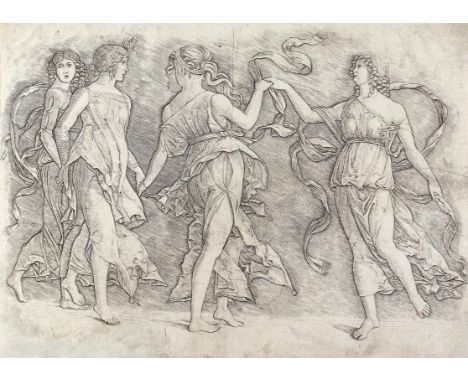 Mantegna, Andrea: (1431 Isola di Cart Lira - Mantua 1506). Tanz der Musen. Kupferstich nach Mantegna gest. v. Andrea Zoa. Um 