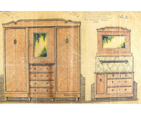 Sammlung: von 78 Entwürfen von Tischen, Stühlen, Betten, Sofas, Recamièren, Schränken, Anrichten und Buffets für Paul Cämmere