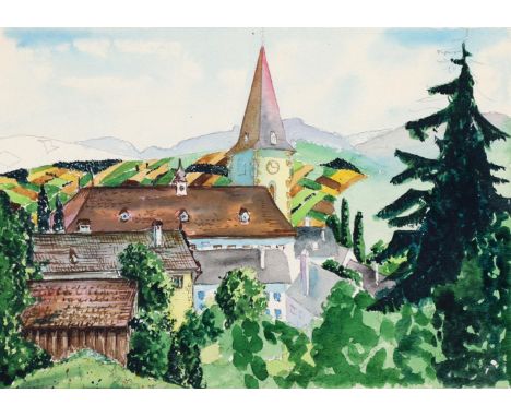 Boschan, Walter: (20. Jh.). Skizzen von meinem Studienaufenthalt in Aflenz. Skizzenbuch mit 5 Aquarellen, 8 (6 aquarell.) Tus