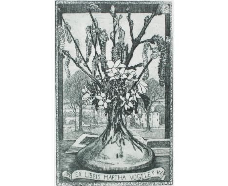 Vogeler, Heinrich: (1872 Bremen- Kolchos Budjonny bei Kornejewka 1842). Ex-Libris Martha Vogeler - Ex-Libris Barkenhoff. Baus