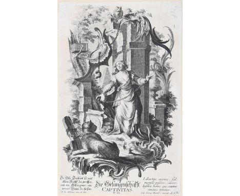 Nilson, Johann Esaias: (1721 Augsburg 1788). Die Gefangenschaft - Captivitas. Kupferstich v. Joh. Georg Hertel. 30 x 19 cm. U