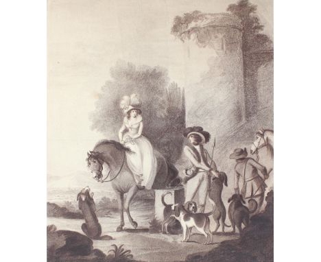 Bunbury, William Henry: (1750 Mildenhall/Suffolk - Keswick/Cumberland 1811). Henry and Emma. Aufbruch zur Jagd, die Dame zu P