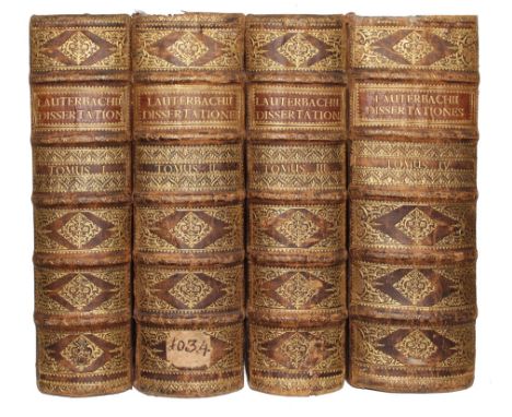 Lauterbach,W.A.: Dissertationes Academicae... in quatuor volumina. 4 Bde. Tbg., Cotta 1728-29. 4°. Mit 1 gest. Portrait-Front