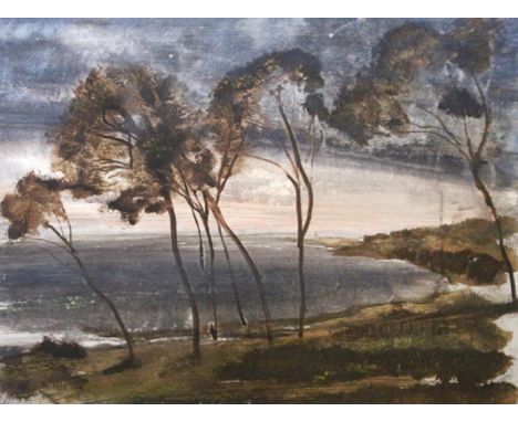 Franck, Dieter: (1909 Oberlimpurg 1980). Eine andere Landschaft. Ölkreide auf Karton, 1980. Ca. 48,5 x 63,5 cm. Gerahmt. Vers