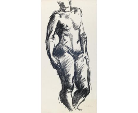 Beckmann, Curt: (1901 Solingen - Düsseldorf 1970). Stehender weiblicher Akt. Lithographie, um 1950. Blgr. 68, x 49,5 cm. Sign