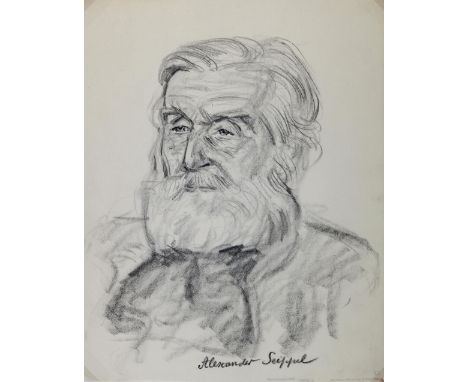 Stumpp, Emil: (1886 Neckarzimmern - Stuhm 1941). Alexander Seippel. Büste. Dreiviertelprofil von links. Kohlezeichnung auf tr