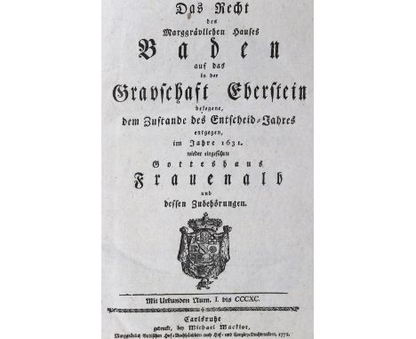 Preuschen,G.E.L.: Das Recht des Marggrävlichen Hauses Baden auf das in der Gravschaft Eberstein belegene, dem Zustande des En