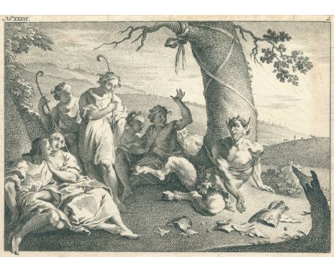 Nilson, Johann Esaias: (1721 Augsburg 1788). Der zerbrochene Krug. Illustration zu S. Geßners Idyllen. Radierung um 1780. Ca.