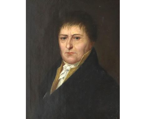 Portrait.: Bildnis eines Mannes mittleren Alters. Öl auf Lwd., Mitte 19. Jh., ca. 45 x 37 cm, gerahmt. - Leichte Gebrauchsspu
