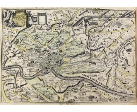 Rom.: Omnia Romanae cedant miracula terrae. Altkolor. Kupferstichkarte von C.Weigel aus Geographia Antiqua, hrsg. v. D.Kohler
