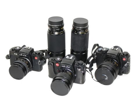 Leica R4,R6,R7 u.: Zubehör. Leica R4 mit Vario-Elmar-R 1:3,5/35-70, Gehäusenr. 1598616. Zus. 2 Objektive Vario-Elmar-R 1:4/70