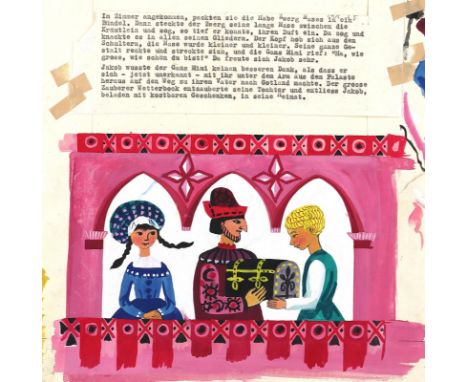 Hellgrewe, Jutta: (1934 Bad Langensalza - 1998). Zwerg Nase. Über 20 Blatt mit Entwürfen für die Buchillustration der 1964 ve