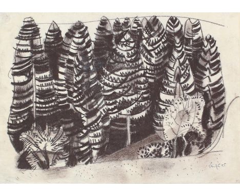 Stichs, Friedrich: (1896 Neckarzimmern - Karlsruhe 1979). Wald. Kohle a. Papier, 1925, ca. 20 x 27 cm, sign. u. dat. unten re