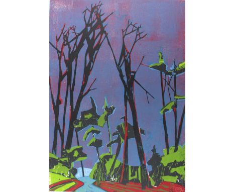 Konvolut: mit 7 Bl. (Farb)Holzschnitte aus d. 20. Jh. Darunter: 2 Bl. v. Gerhard Grimm. "Ausritt", E.A. 1985, ca. 29 x 40 cm,