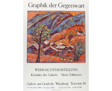 Fekete, Esteban: (1924 Cinkota/Budapest - Dieburg 2009). "Villa miseria". Farbholzschnitt, 1971. 17 x 45 cm, Blgr. 26 x 55,5 
