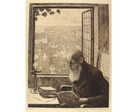 Heiken, Franz: (1900 - ?). O.T. Radierung. 34,6 x 26,5 cm. Sign. u. dat. - Ex. 76/100. - Ein minimaler kl. Riss., guter Zusta