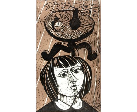 Strauchmann, Went: (1938 Kaunas). Mädchen vor Tisch. Farblithographie. 36,5 cm. Sign. Bez. 97/58.  ╔Dabei: Ders.╗ Bäume vor S