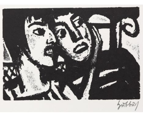 Konvolut: von 10 Radierungen und Lithographien, Linolschnitt. 10 x 15 - 50 x 38 cm. 20. Jhdt. Sign. u. meist dat.   ╔Darunter